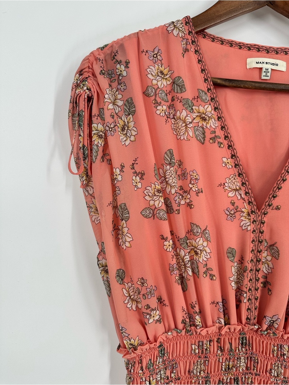 MAX STUDIO Cottagecore Smocked Fit & Flare Floral Maxi Dress Size M - Picture 6 of 8